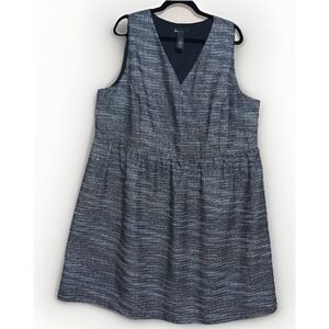 Lane Bryant Size 22 Lined Textured Jumper Black Grey With Silver Metallic Thread